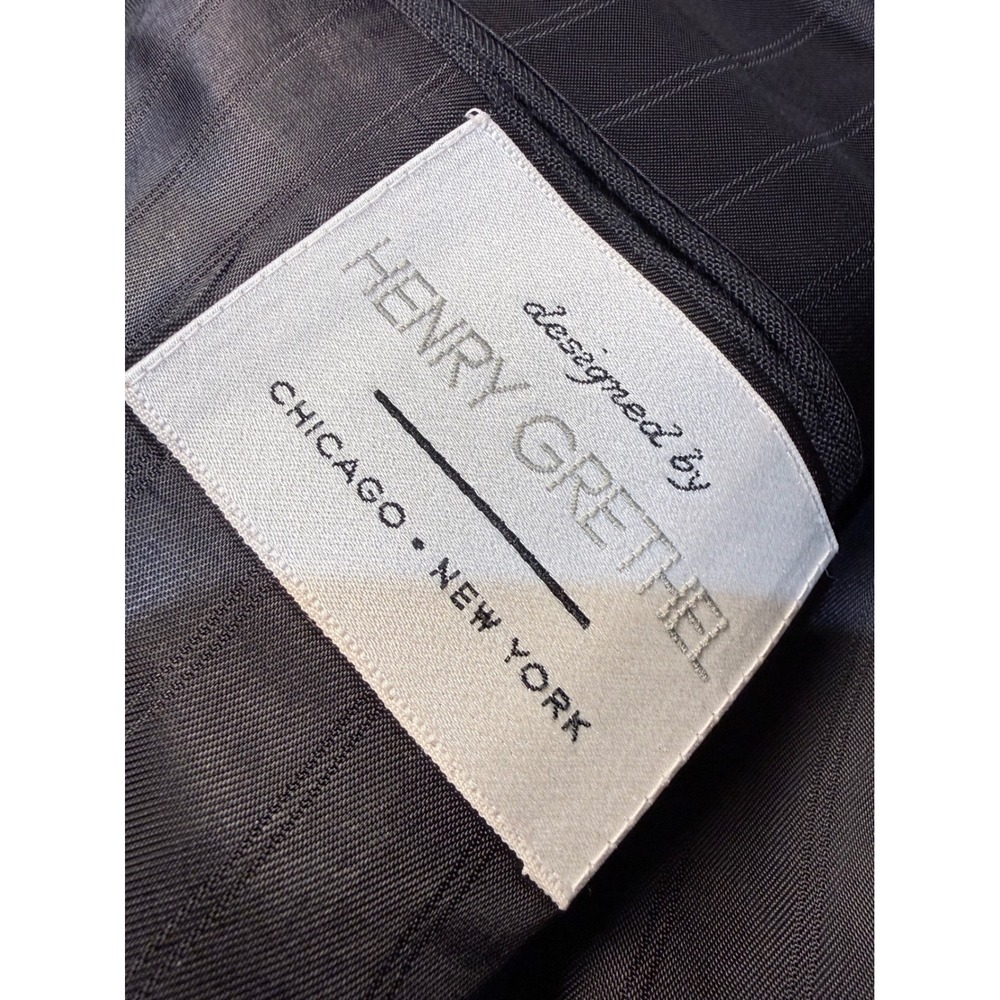 Henry Grethel Mens Double Breasted Blazer Black Gold Buttons Peak Lapel‎ Jacket - Picture 3 of 9